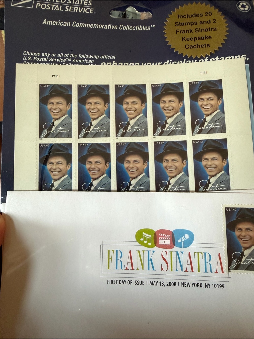 Frank Sinatra Commemorative Stamp Sheet - Blue Portrait
